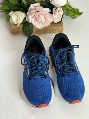 Brooks Blue Running Shoes with Orange Accents
